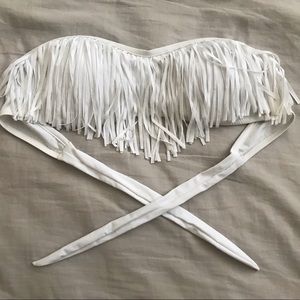 White Fringe Bathing Suit Top